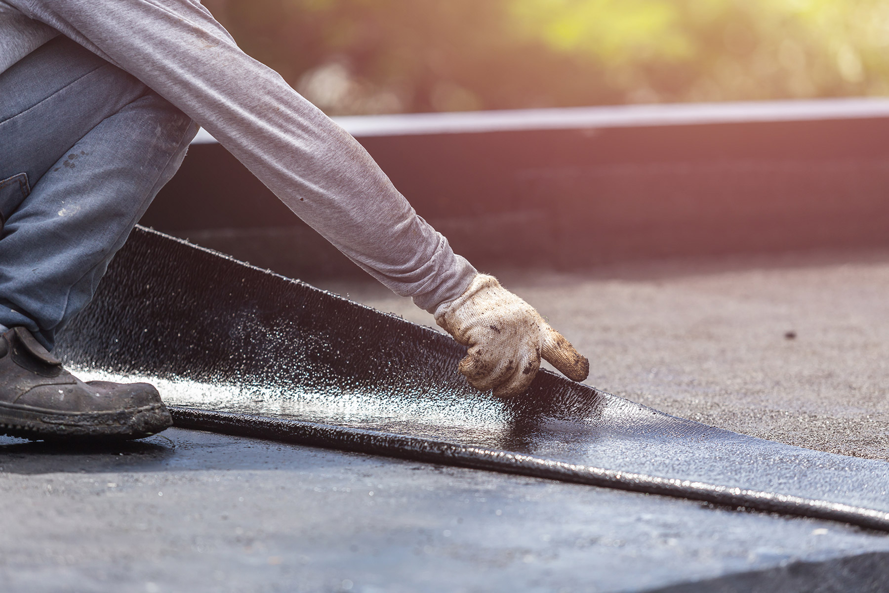 Commercial roof inspection in progress